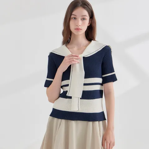 비스코스 마린 카라 니트 KOKTP353(1 colors)