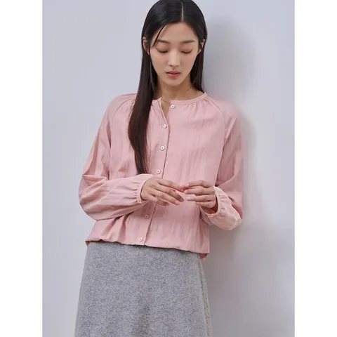 [빈폴레이디스]라운드넥 셔링 블라우스 라이트핑크 (BF4964C53Y)