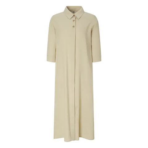 닥스 여성 25FW 베이지 포켓배색 린넨혼방 반소매 셔츠형 원피스 DLDR5C715I2