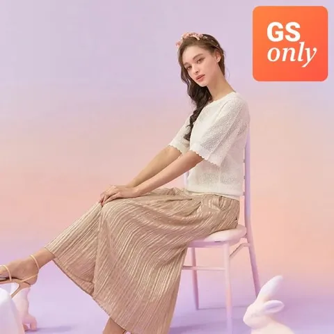 안나수이 메탈 체크 쉬폰 와이드 팬츠 3종 택1