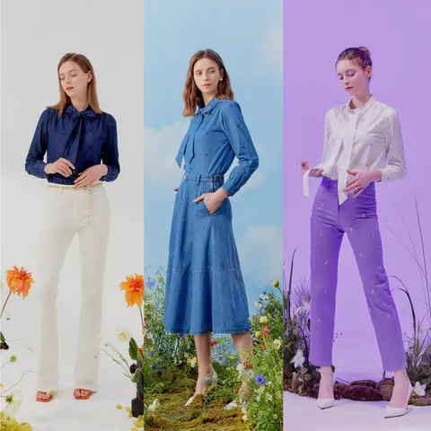 안나수이 로맨틱 타이 자수 블라우스