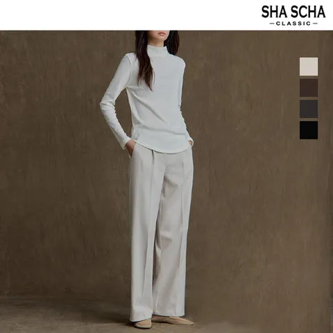 [홈쇼핑인기]샤샤 헤링본 기모 세미와이드 팬츠 1종