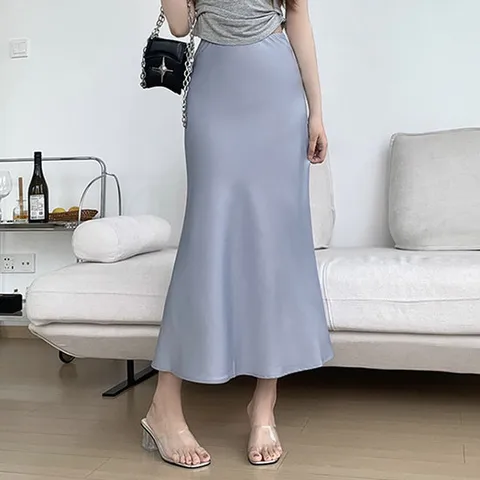 [시즌오프] 이쁘다 롤벳 실키 허리밴딩 롱 스커트