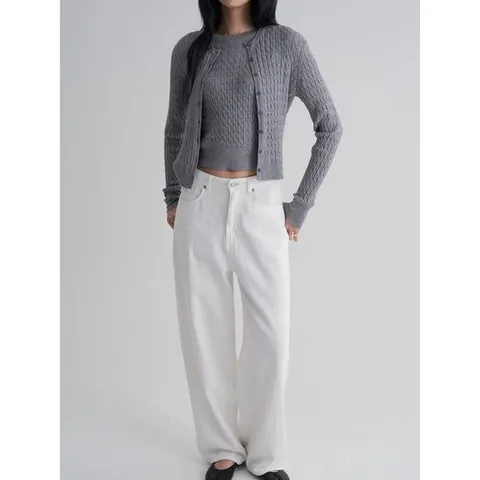 (32585ALY33) [에잇세컨즈] 케이블 긴소매 카디건  그레이