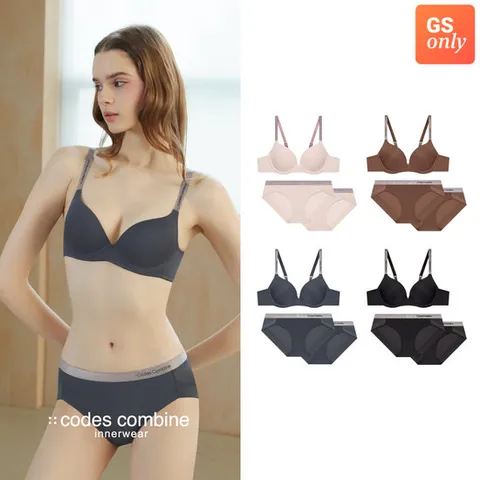 [GS단독] [브라1+팬티2] 딥무드 실버밴딩 브라 햄팬티 세트_4 Colors