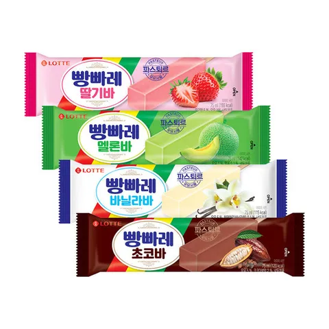 빵빠레 딸기바x10+멜론바x10+바닐라바x10+초코바x10