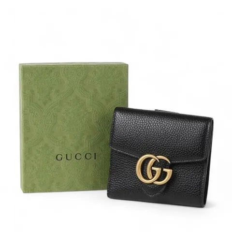 (명품) 구찌 여자반지갑 마몽 GG 레더 반지갑 블랙