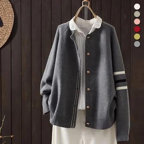 [유니제이] 솔레니 라운드 배색 가디건