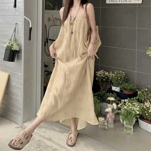 내추럴 무드 린넨 블렌드 끈 원피스 여름 바캉스 썸머