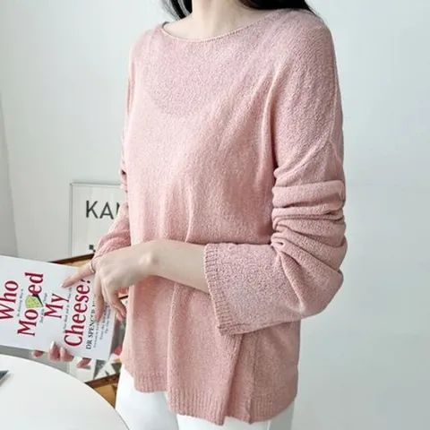 니트티 보트넥 여성 니트 여름 가을 여자 긴팔 3색