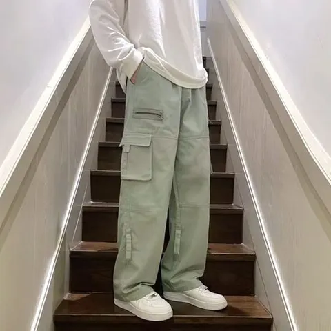 카고바지 남성 와이드 밴딩 캐주얼 남친룩 편한 봄 여름 카고팬츠