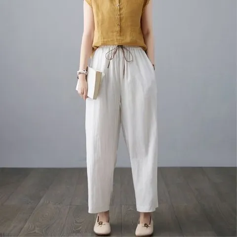 여성 여름팬츠 허리밴딩 린넨팬츠 린넨바지 마바지