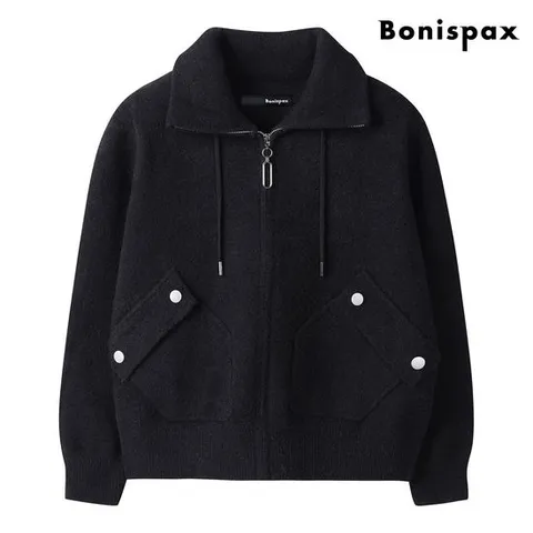 [ 롯데백화점 ][보니스팍스(여성의류)]하이넥 스트링 집업 니트 가디건  XP3CK002L0