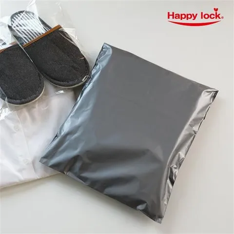 해피락 택배봉투 택배포장지 포장비닐 쇼핑몰 의류 접착 HDPE 은색 21x25+4cm 100장