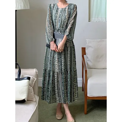 [에이샵][에이샵] 보헤미안 셔링 롱 원피스_ASOP064F25