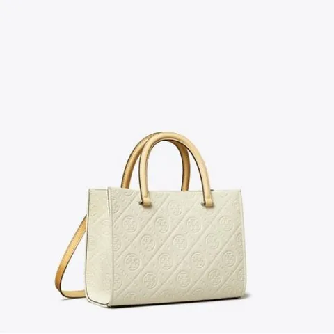 [25FW][토리버치 공식] 티 모노그램 페블 스퀘어 토트 - 웜 화이트