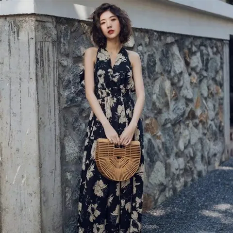 데일리 민소매 휴가 의류 여성용 해변 원피스 땡처리특가 쉬폰 긴 원피스