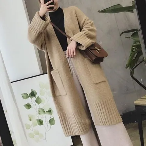 겨울 여성 롱가디건 데일리 캐주얼 카디건 로브