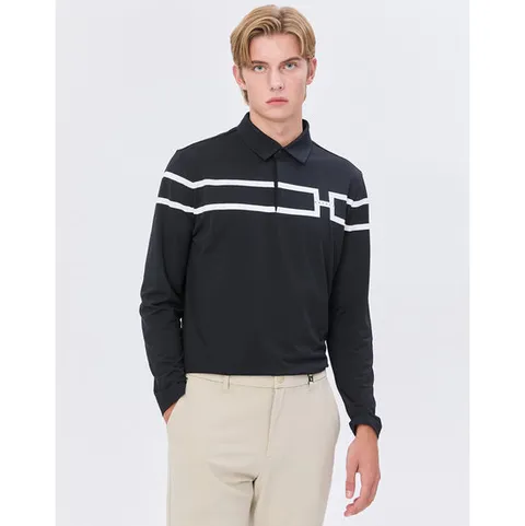 헤지스 골프 남성 24FW 가격인하스테디셀러H로고 블럭 긴팔 폴로티셔츠 (BLACK) WPTS4C691BK