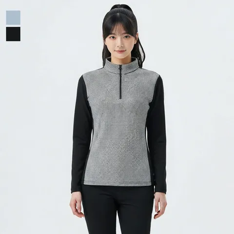 웨스트우드 여성 체크 집업 티셔츠_WN3WCTS316