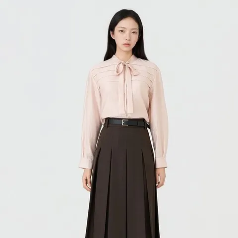 [TAG 199000원][라인] 펄 솔리드 타이 블라우스 NWBLPI0400