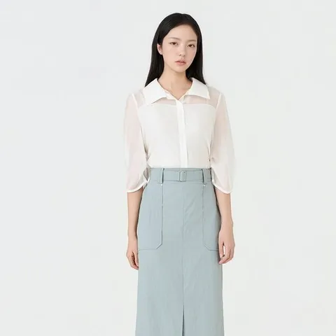 [TAG 215000원][라인] 퍼프 7부 블라우스 NVBLPI9600