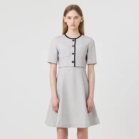 [TAG 199000원][라인] 배색라인 체크 원피스 NGOPOE9600