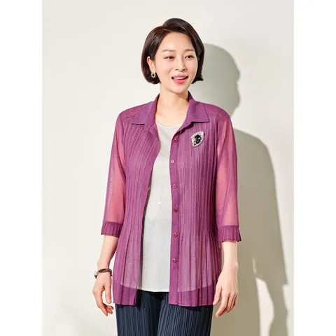 [마담엘레강스] 샤인 메쉬 플리츠 자켓 K252JK04