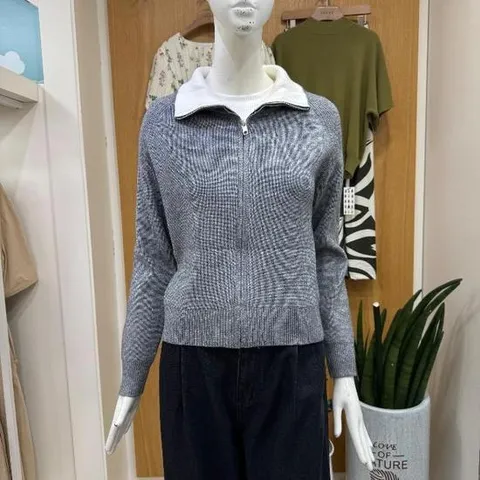 클리지 DP01 베이직 카라 니트 집업 CP7WKC08