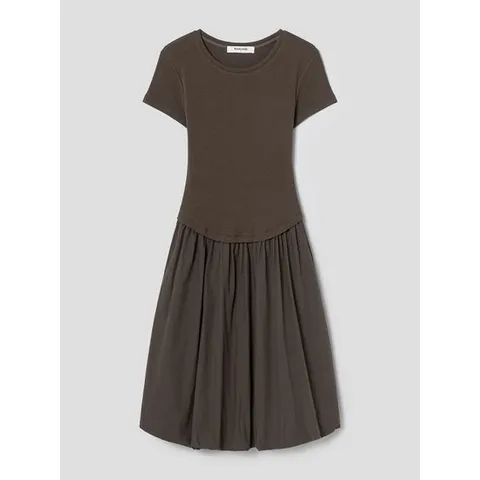 (165871CQ1D) [에잇세컨즈] 저지 콤비 롱 원피스  브라운