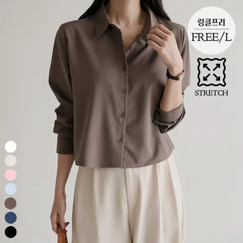 어썸 링클프리 카라 크롭 블라우스_264936