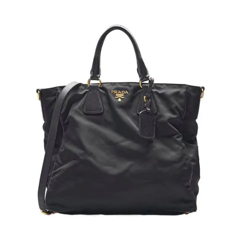 (명품) 프라다 블랙 나일론 로고 포코노 여성 토트백