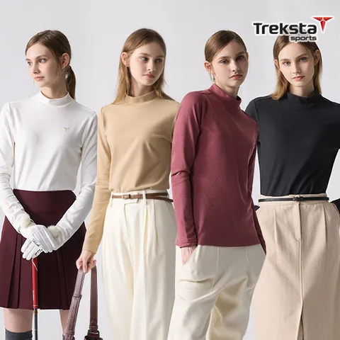 트렉스타 25FW 최신상 여성 웜브러쉬 카치온 모크넥 티셔츠 4종