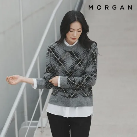 모르간 25FW 자카드 체크 니트 [런칭 가격 79,900원]