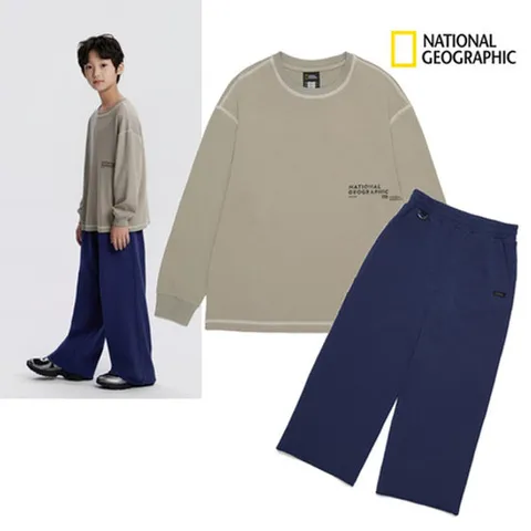 [ 현대백화점 ]내셔널지오그래픽키즈 K253UTS210  UPT240 남여공용 긴팔티 트레이닝바지 세트 170 가을 딜