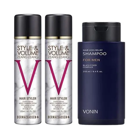 더마클라센 스타일앤 흑채 스프레이 블랙 120ml x2 + 보닌 릴리프 샴푸 250ml