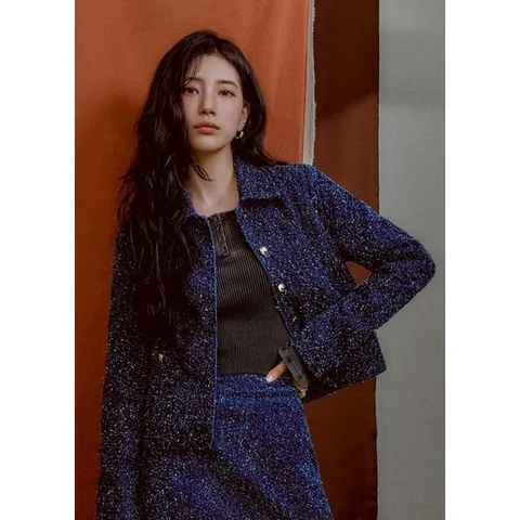 [ 롯데백화점 ][게스]여성 플레어 소매 워싱 골지 긴팔티 YP3K2412