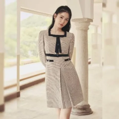 [ 롯데백화점 ]컬러 블록 스퀘어넥 투웨이 원피스 ITP9WOP740