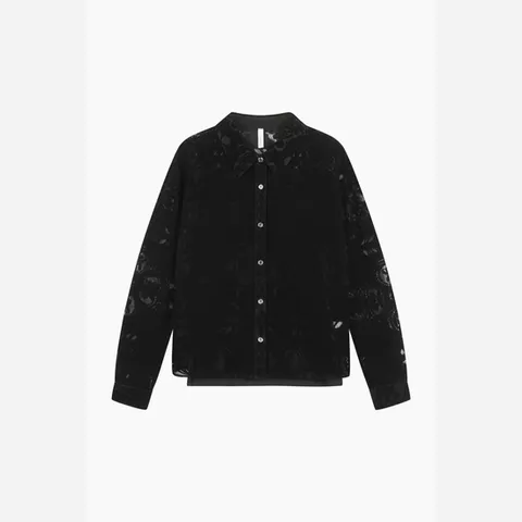 [ 롯데백화점 ][베네통]메쉬 패턴 벨벳 블라우스_BABL91541