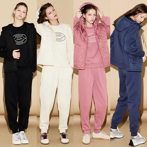 여성기모트레이닝셋업3종(후드패딩집업+맨투맨+팬츠)