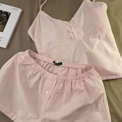 여성 여름 홈웨어 투피스잠옷 끈나시 반바지세트