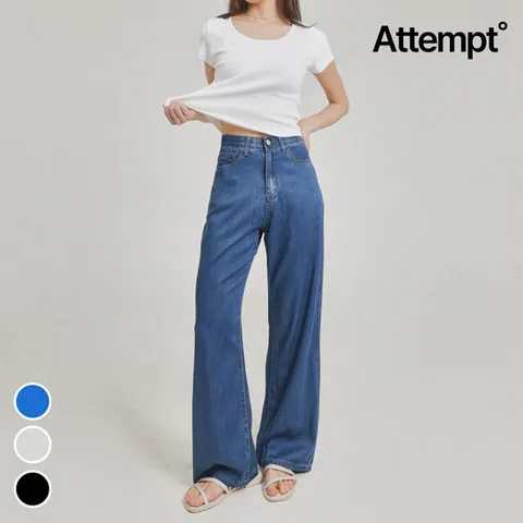 [어템트]핏초이스진 여름 스판 와이드핏 텐셀 데님
