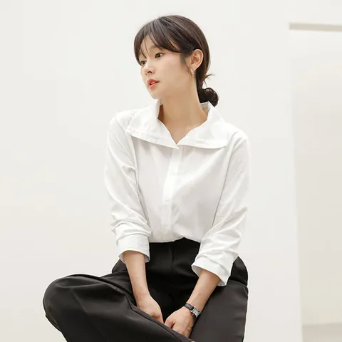 하이넥셔츠블라우스