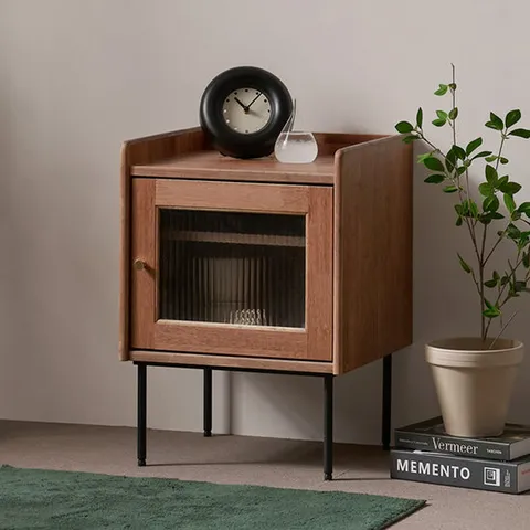 [GS비밀] 나무뜰 헤이즐 원목 모루유리 침대 협탁 거실 사이드 테이블 GM377C (착불)