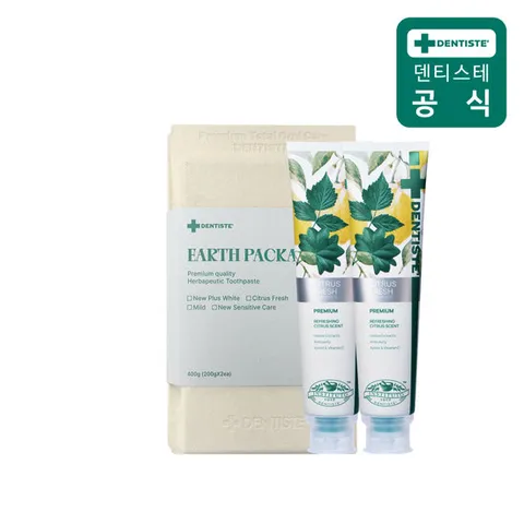 덴티스테 어스패키지 대용량 선물 세트 (시트러스 후레쉬 200g 2개)