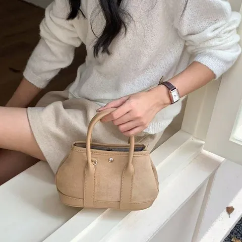 인해하우스 / 여성용 스웨이드 미니 탑핸들 크로스백