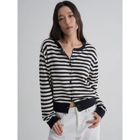 (35595ALY2R) [에잇세컨즈] 캐주얼 스트라이프 카디건  네이비