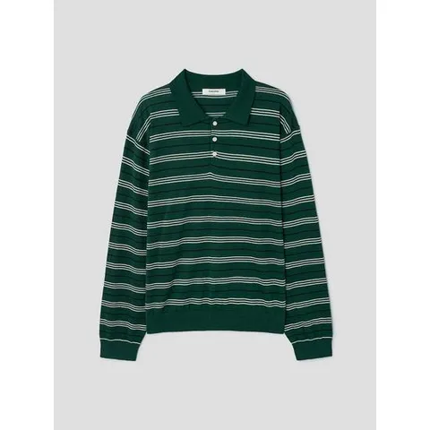 (425951LY1M) [에잇세컨즈] 포멀 스트라이프 칼라 니트  그린