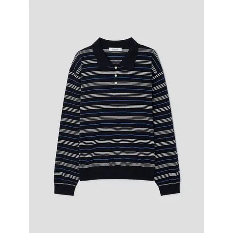 (425951LY1R) [에잇세컨즈] 포멀 스트라이프 칼라 니트  네이비