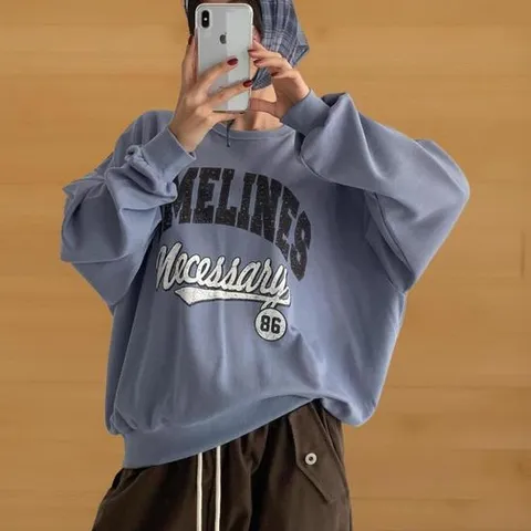 여성 빈티지 핑크 오버사이즈 스트리트 프린트 맨투맨